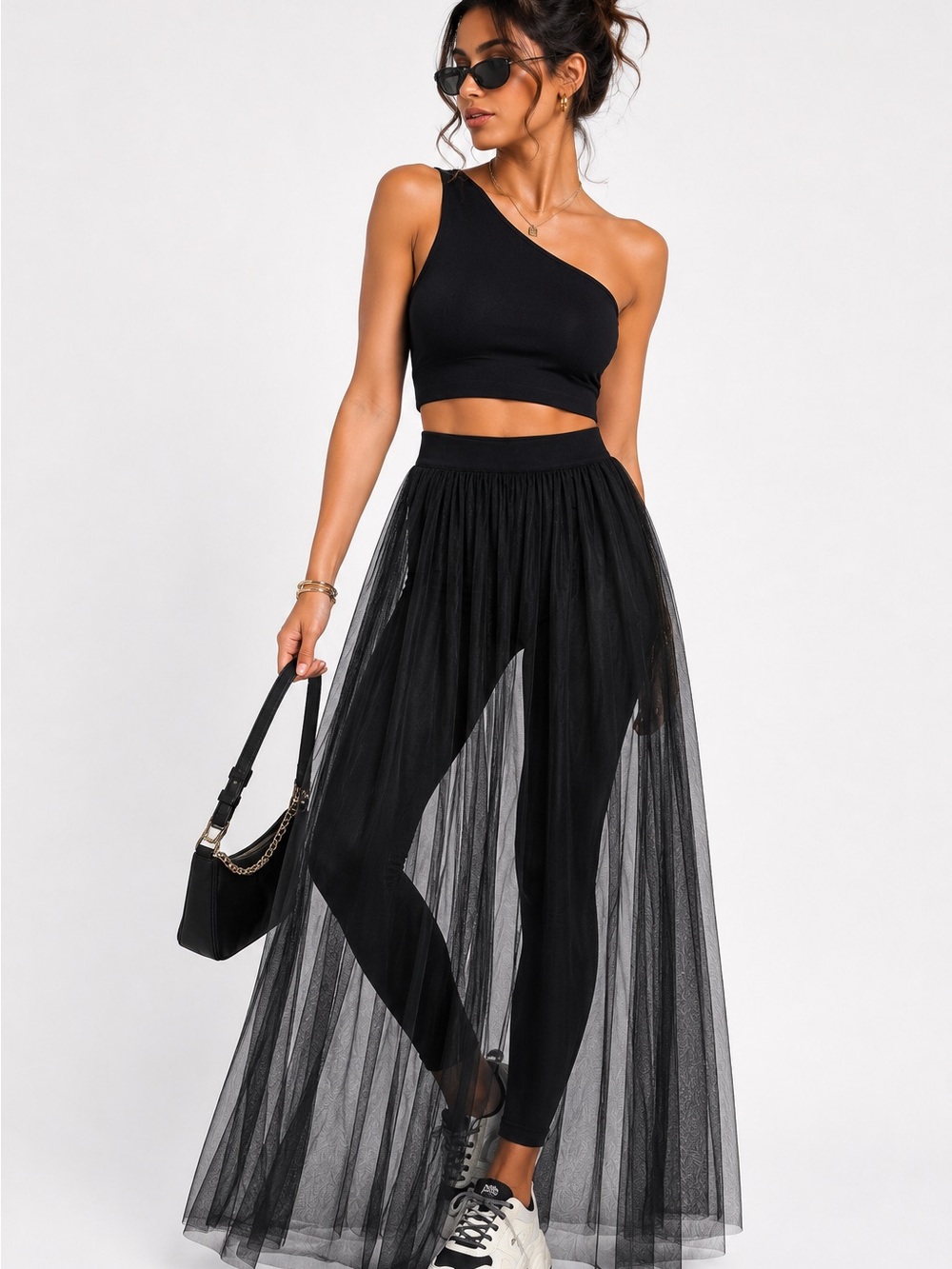 Black Sheer Maxi Tulle Skirt-medium